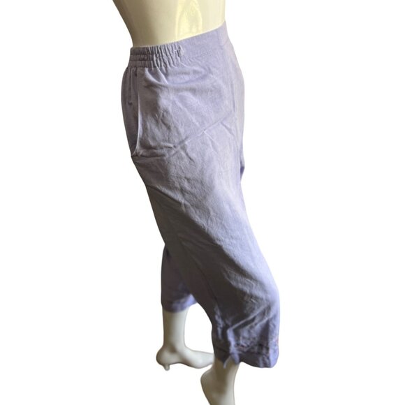 Vintage Koret Linen Blend Floral Pant Suit Sz Large Womens Purple Button Front S - Picture 15 of 16